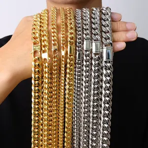 Wholesale Hot Selling Rap Men's Domineering Thick Chain Hip Hop Cuban Featured Chains Necklace Mixed Coffee Beans Jewelry