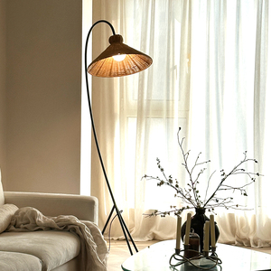 Rattan <b>Floor</b> Lamp Led Light Warm Three Color Home Living Room <b>Sofa</b> Chair Reading Light With Switch Control 5-10 Sqm Coverage - Product Image 3