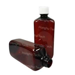 Food Grade 16oz (473ml) PET Amber Oval Bottle with Wockhardt Actavis Labels Silk Screen Printed <b>for</b> Medicine Storage - Product Image 3