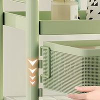 Chariot de rangement de cuisine moderne et durable en acier au carbone, organisateur roulant multi-niveaux avec tiroirs et étagères pour fruits et légumes à domicile