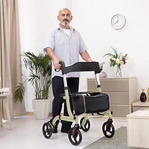 <span class=keywords><strong>Andador</strong></span> con <span class=keywords><strong>Ruedas</strong></span> HCT-9123 para Personas Mayores - <span class=keywords><strong>Andador</strong></span> Plegable con <span class=keywords><strong>Asiento</strong></span> y <span class=keywords><strong>Cuatro</strong></span> <span class=keywords><strong>Ruedas</strong></span> de 8 Pulgadas - <span class=keywords><strong>Andador</strong></span> Médico, Color Champán - Product Image 5