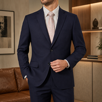Costume de cérémonie homme 2 pièces, smoking de marié bleu marine, coupe ajustée, simple boutonnage, tissu TR, sur mesure, pour affaires