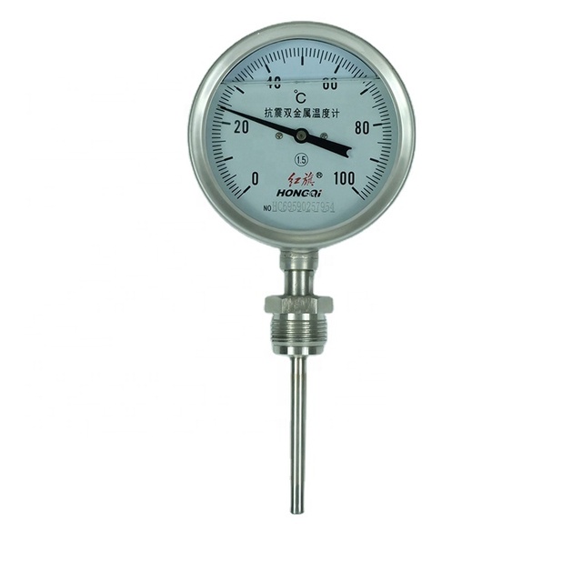 DKV WSSN Stainless Steel Bimetal Thermometer Industrial Stainless Steel 304 Silicone Oil Bottom Bimetal Temperature Thermometer