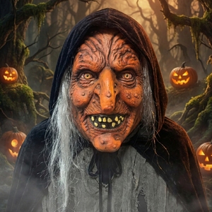 Máscara <span class=keywords><strong>de</strong></span> Látex <span class=keywords><strong>de</strong></span> <span class=keywords><strong>Bruja</strong></span> <span class=keywords><strong>de</strong></span> Piel Marrón Espeluznante con Cabello Blanco para Fiestas <span class=keywords><strong>de</strong></span> Halloween y Representaciones Teatrales - Product Image 5