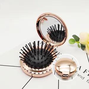 SongMay 2022 Best-selling rose gold plastic anti-static massage air cushion hair brush detangling comb for girl hair comb with mirror