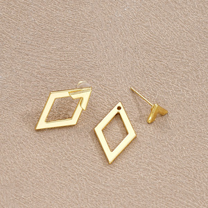 Pendientes de tuerca huecos geométricos simples de aleación de zinc, elegantes y vintage, de doble uso, regalo - Product Image 3