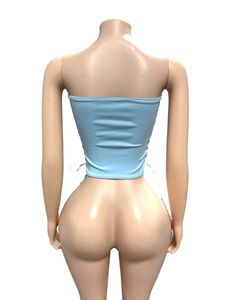Haut court bustier style <span class=keywords><strong>corset</strong></span> à lacets pour <span class=keywords><strong>femme</strong></span>, avec œillets croisés et liens latéraux, Sehe Fashion - Product Image 6