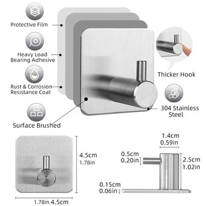 ตะขอและชั้นวางโลหะ - ตะขอติดผนัง, ชั้นวางฟองน้ำ, ตะขอแบบมีกาว, ตะขอแบบติดเอง, ตะขอเสริมสำหรับจัดเก็บของในบ้าน - Product Image 4