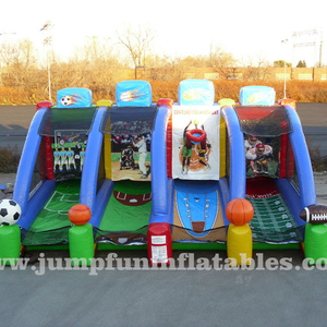 JUMPFUN Jeux interactifs gonflables 4 en 1 <span class=keywords><strong>de</strong></span> meilleure qualité Football gonflable, Baseball, Football, Tireur <span class=keywords><strong>de</strong></span> basket-ball - Product Image 1