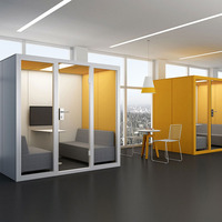 Cabine de bureau insonorisée mobile, pod acoustique avec structure en aluminium et verre trempé STC30dB pour réunions et appels en toute intimité