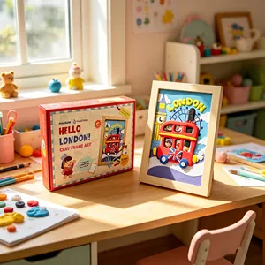 Kit de cadre photo en argile à séchage à l'air certifié EN71 CE 2026, ensemble d'argile à modeler super légère et non toxique, jouet éducatif de bricolage pour enfants - Product Image 5