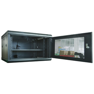 Armoire murale ventilée en maille de 19 pouces, noire RAL9004, démontée, emballage plat, en stock, capacité 100 kg - Product Image 3