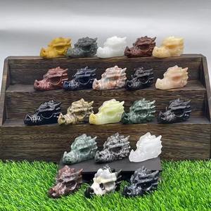 Cabeza de dragón tallada a mano de cristal <span class=keywords><strong>Natural</strong></span> de 7cm, estatua de Animal de piedras preciosas múltiples, figurita curativa de Reiki para decoración del hogar, regalos de cristal - Product Image 2