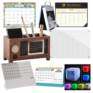 Color Led Light Digital Calendar Clock Desk Wall Acrylic Promotional Calendars Household Products Gifts Items with logo Printing