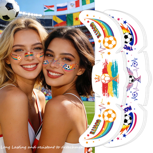 สติกเกอร์สักลายการ์ตูนฟุตบอล<span class=keywords><strong>โลก</strong></span>แบบใหม่ ลายจุด ดีไซน์อินเดีย สำหรับแฟนบอล ติดบนใบหน้าชั่วคราว - Product Image 3