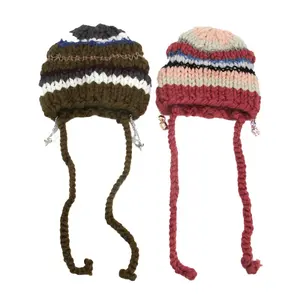 Wholesale Winter Women Crochet Skull Beanie Hat Cuffless Warm Acrylic Hats Cozy Beanie