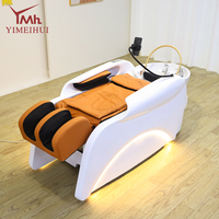 Mobilier commercial pour salon de coiffure : Fauteuil de lavage multifonctionnel avec douche, massage et lit de spa capillaire avec bac de lavage