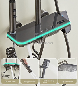 Clé de piano <span class=keywords><strong>cascade</strong></span> affichage numérique douches intelligentes 4 fonctions robinets de bain et de douche Kit de système de douche - Product Image 3