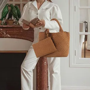 패션 여성 사용자 정의 로고 여름 여행 네오프렌 쇼핑 지갑 핸드백 짠 비치 토트 백