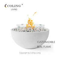 Table de terrasse moderne à gaz en béton avec flamme réelle pour usage extérieur urbain – Vente en gros