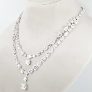 Collier à double rangée de diamants multi-tailles en or blanc 18 carats, best-seller, bijoux fins faits à la main, disponible au prix d'exportation - Product Image 2