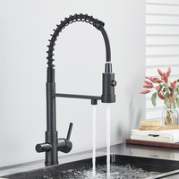 Robinet de cuisine monocommande noir filtré eau chaude et froide avec 3 trous, mélangeur d'eau pure et purifiée pour eau potable