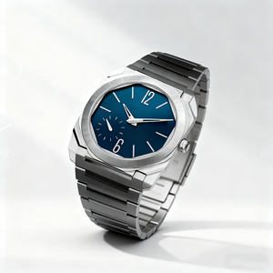 Reloj Automático Profesional de 10 Bares Resistente al Agua, Caja Delgada de 40 mm y 6,4 mm, Movimiento Bulgaris, Esfera Azul Sunray, Correa de Acero - Product Image 2