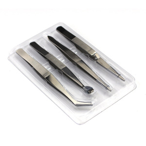 Stainless Steel Tweezers Set 4 Piece Curved Head Electronic Repair <b>Tool</b> DIY Clamping <b>Precision</b> Instrument 35g - Product Image 1