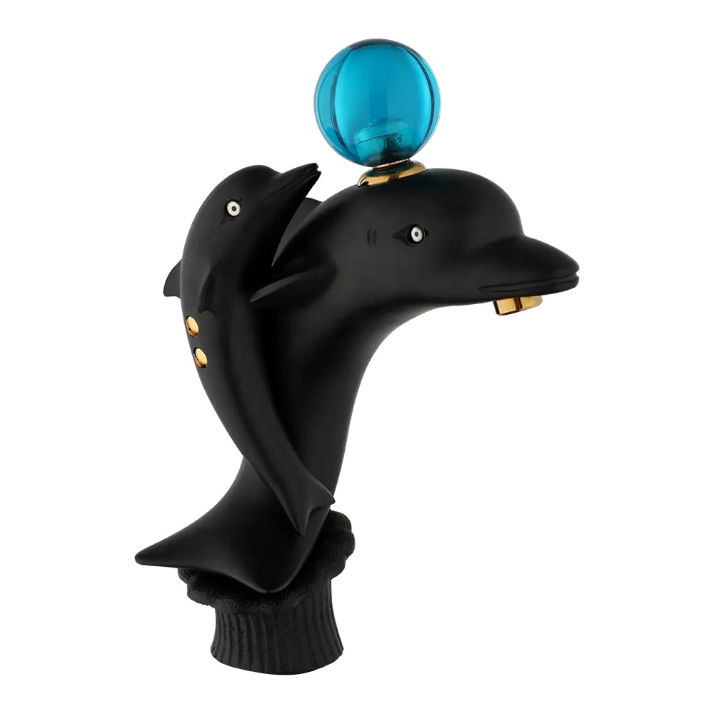 שחור/כסף צבע בציר דולפין כלי אגן רחצה כיור מיקסר ברז 1 ידית חור ברז