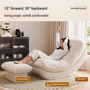 Fauteuil inclinable individuel <span class=keywords><strong>Kyanos</strong></span> Modern Moon en tissu avec rembourrage en coton, confort doux pour balcon, salon et loisirs à domicile - Product Image 6