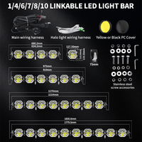 Rampe LED Voiture Spot Ambre Blanc Utv Slim Tout-Terrain 50 Pouces, Barre Lumineuse LED Simple Rangée 12V Liable pour Véhicule 4x4