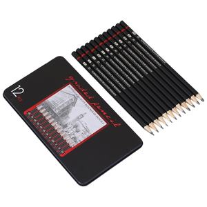 2H-8B Kit <span class=keywords><strong>de</strong></span> <span class=keywords><strong>dessin</strong></span> <span class=keywords><strong>de</strong></span> 12 pièces ensemble <span class=keywords><strong>de</strong></span> crayons à croquis boîte en fer blanc portable crayons en graphite pour artistes débutants adultes adolescents fournitures d'art - Product Image 1