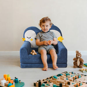 <span class=keywords><strong>Fauteuil</strong></span> pliable pour enfant en peluche de pingouin moderne et sécuritaire pour le salon, la chambre à coucher, la lecture et l'apprentissage - Product Image 1