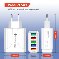Chargeur portable pour téléphone portable à charge rapide 5 USB 48W, vente en gros, adaptateur de charge rapide USB 5V 3A