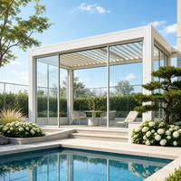 Maßgefertigte Hochwertige Pulverbeschichtete Aluminium-Pergola mit Verstellbaren Lamellen Wasserdichter Bioklimatischer Sonnenschutz für Terrasse und Garten