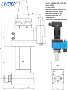 Cabezal Angular, Cabezal de Fresado Lateral, Cabezal de Fresado de Ángulo Recto de 90 Grados, Cabezal Angular Extendido, Cabezal Angular para Centro de Mecanizado - Product Image 3