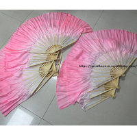 Éventail de danse en soie véritable de haute qualité, 31 cm, à baleines en bambou, double face, voile en soie, pour la danse folklorique et le ventre, idéal pour les spectacles sur scène
