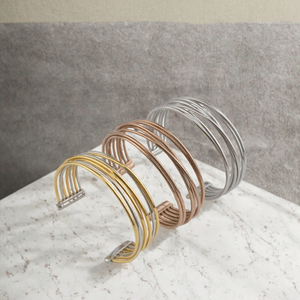 Bracelet unisexe ajustable en acier inoxydable plaqué argent, design géométrique personnalisé, creux, longueur 22 cm, style vintage et tendance - Product Image 3