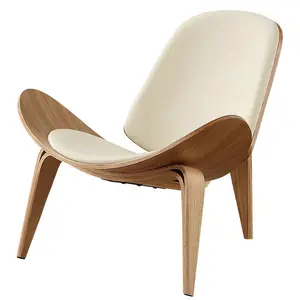 Desain kreatif Nordic kursi kerang senyum pesawat kursi santai untuk ruang tamu kayu kayu lapis kursi kerang