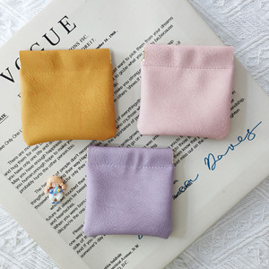 Mini Coin Jewelry Earphone Storage <b>Bag</b> 9cm Spring Clip Portable Self Closing Square Solid Color Pink Yellow Purple Green - Product Image 2