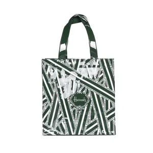 London PVC Eco Friendly Flower Shopper Bag Canvas Women Reusable Waterproof Handbag Lunch Tote Shoulder Bag Shopping Bag