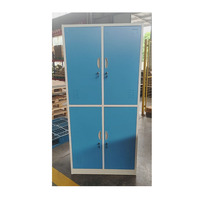 Casier de vestiaire en acier robuste à 4 portes avec structure démontable et serrure à clé pour le rangement des vêtements du personnel et des travailleurs