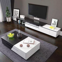 2025 Table basse moderne en noyer meuble TV Table basse rectangulaire extensible meuble TV de luxe avec espace de rangement caché