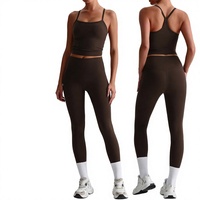 Ensemble de vêtements de yoga printemps/été pour femmes, deux pièces haut de gamme, respirant, couleur unie, vente en gros transfrontalière Europe/États-Unis