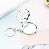 Cermin Rias Mini DIY Grosir, Gantungan Kunci Cermin Saku, Logam Portabel, Cermin Rias Lipat Dua Sisi, Cermin Kosmetik