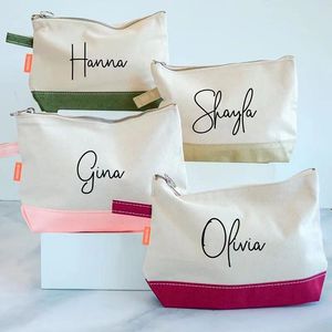 Bolsa de cosméticos de línea de algodón Premium de 8 pulgadas, bolsa de almacenamiento de retazos para mujer, bolsas de maquillaje con estampado de letras para lápiz labial, herramientas cosméticas - Product Image 3