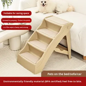 Échelle pliable <span class=keywords><strong>pour</strong></span> animaux de compagnie en plastique <span class=keywords><strong>pour</strong></span> chien et <span class=keywords><strong>chat</strong></span> - Certifiée BPA - Forte capacité de charge - <span class=keywords><strong>Pour</strong></span> lit, canapé et voiture - Product Image 2