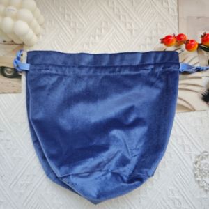 Custom Logo Printing Round Bottom Velvet Suede Gift <b>Drawstring</b> Packaging <b>Bag</b> Soft Velvet Cosmetic <b>Makeup</b> Pouch - Product Image 5