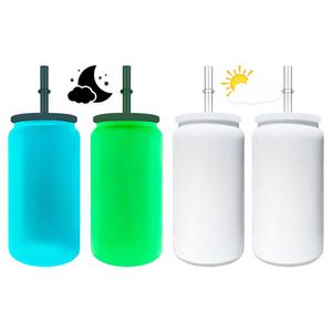 Cadeaux d'Halloween : Gobelets en acier inoxydable de 16 oz en forme de canette de bière lumineuse, vierges pour sublimation - Product Image 3