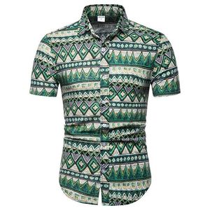 Chemisier décontracté à manches courtes pour hommes, avec impression ethnique africaine, bohème, vente en gros, nouvelle tendance été - Product Image 6